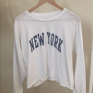 White Long sleeved John Galt New York crop top